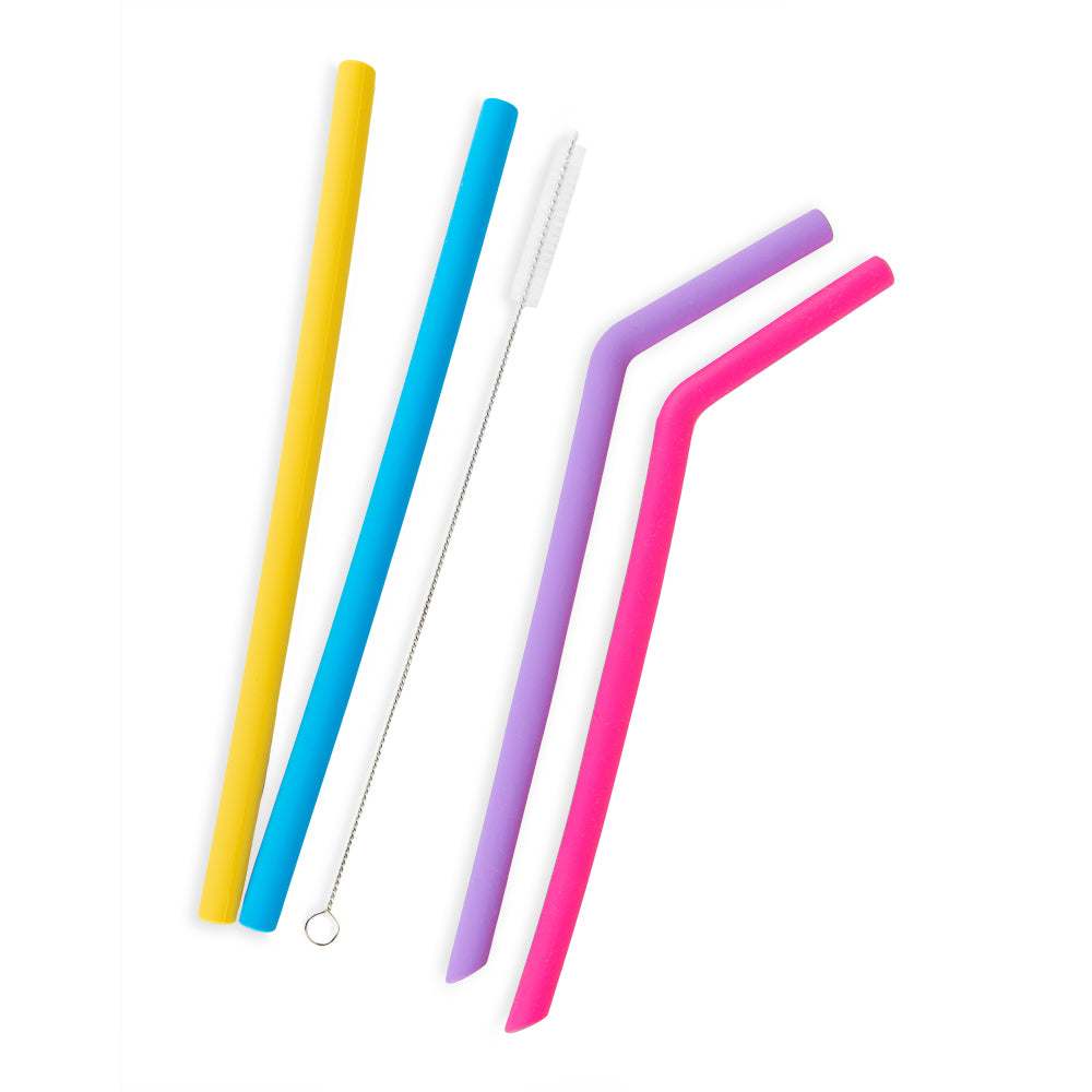 Reusable Straws Glass Straw, 4Pcs Straw with Cleaning Brush, Assorted  Colors